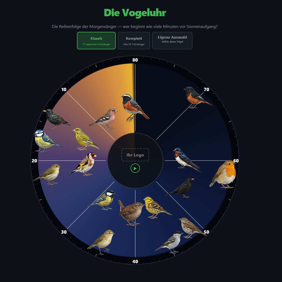 ST Studio Vogeluhr — interaktives Widget mit Vogelarten